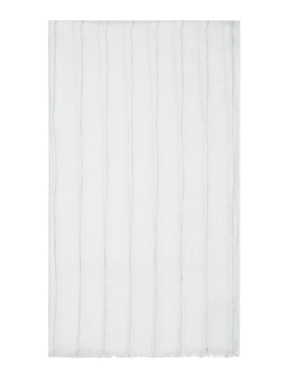 Brunello Cucinelli Women's Linen Sparkling Regimental Stripe Scarf In White