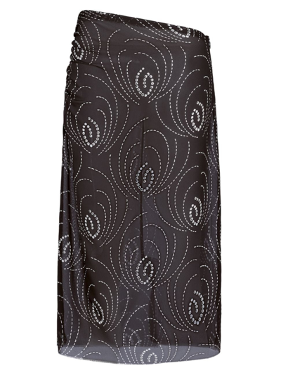 Prada Abstract-print Midi Pencil Skirt In Nero