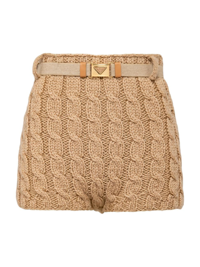 Prada Wool Shorts In Beige