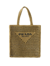Prada Women's Crochet Tote Bag In Green