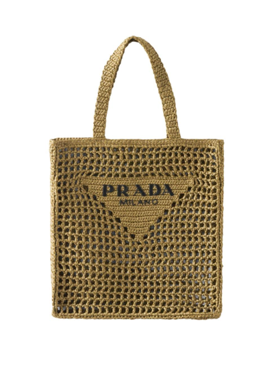 Prada Women's Large Crochet Tote Bag In Green