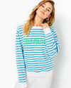 Lilly Pulitzer Ballad Cotton Sweatshirt In Lunar Blue Striped  Embroidered Sweat