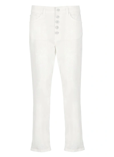 Dondup Cotton Blend Trousers In White