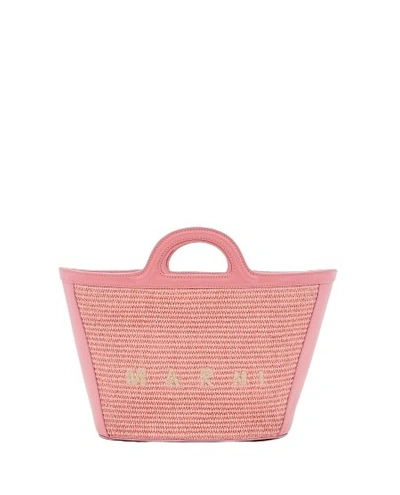 Marni Small Tropicalia Raffia Bucket Bag In Pink