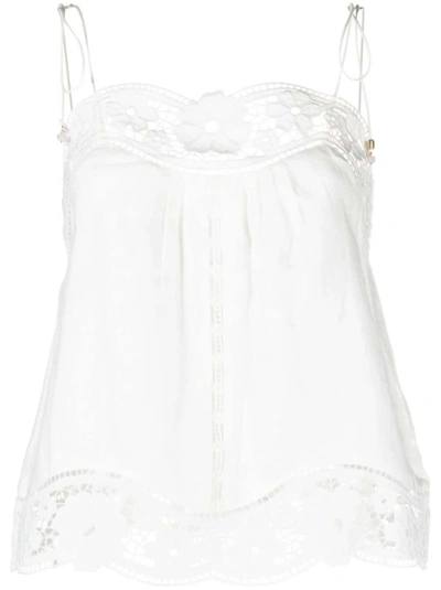 Zimmermann Lace Trimmed Linen Top In White