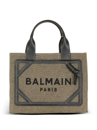 Balmain Small B-army Logo Tote Bag In Grey