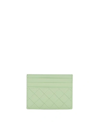 Bottega Veneta Leather Card Holder In Green
