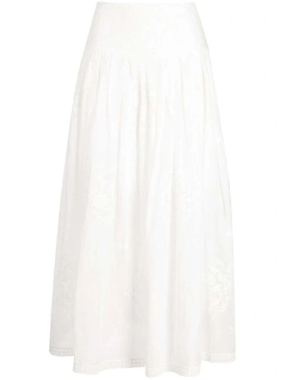 Zimmermann White Alight Midi Skirt In Multi