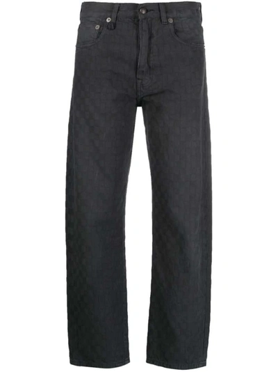 R13 Gingham-jacquard Straight-leg Denim Jeans In Black