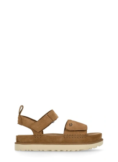 Ugg Suede Touch-strap Sandals In Brown