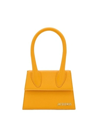 Jacquemus Le Chiquito Moyen Leather Shoulder Bag In Yellow & Orange