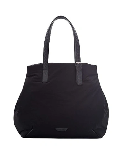 Bottega Veneta Intreccio Nylon Tote Bag In Black