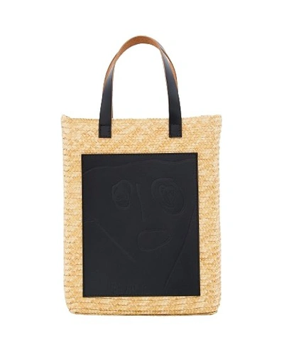 Plan C Pili And Bianca Straw Tote Bag In Black