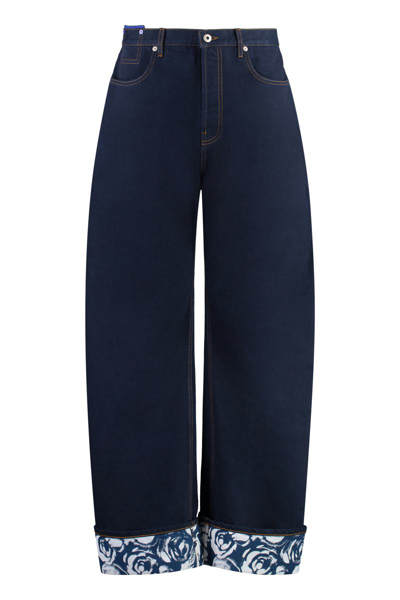 Burberry Ekd Rose-print Straight-leg Jeans In Blue