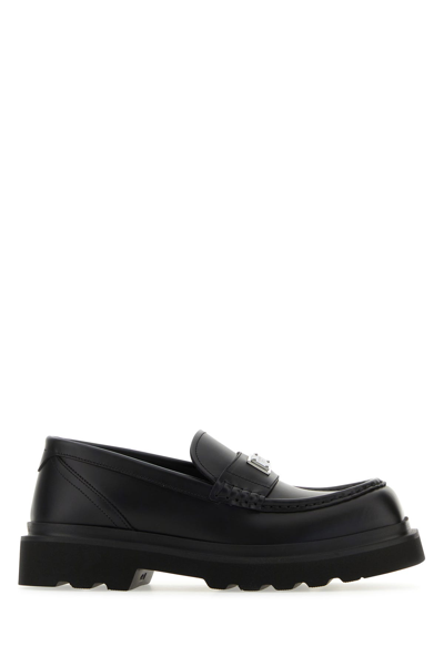 Dolce & Gabbana Leather Mocassins In Black