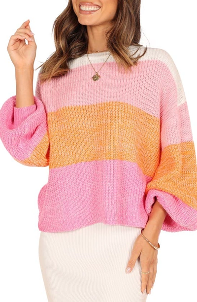Petal And Pup Danielle Stripe Sweater In Pink Stripe