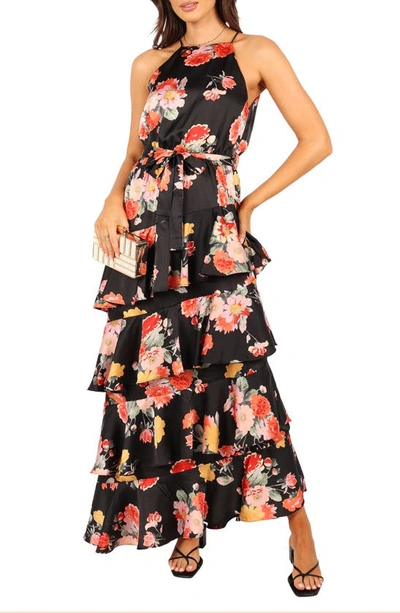 Petal And Pup Womens Sarona Halterneck Maxi Dress In Black Floral