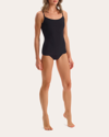 Commando Ballet Scoop-neck Microfiber Thong Bodysuit In Black
