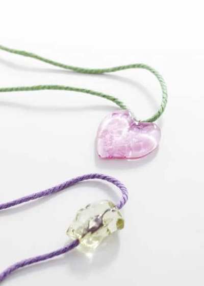 Mango Teen Pack Of 2 Heart Necklaces Light/pastel Purple