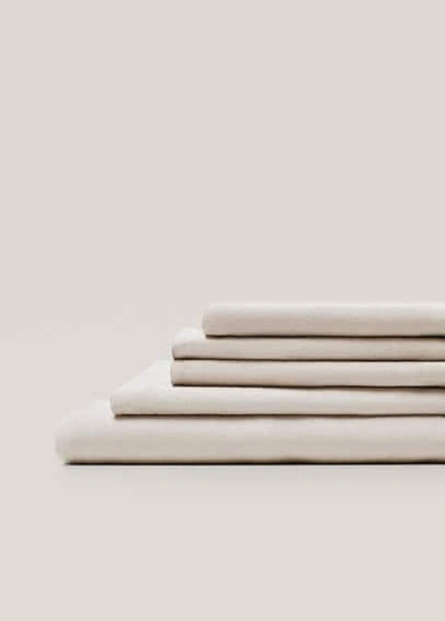 Mango Home 100% Linen Fitted Sheet For 180cm Bed Beige In Neutral