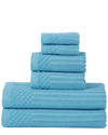 Superior Highly Absorbent 6pc Solid And Checkered Border Cotton Towel Set