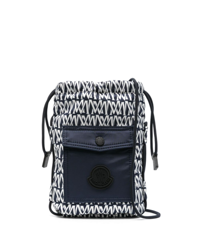 Moncler Makaio Monogram Crossbody Bag In Blue