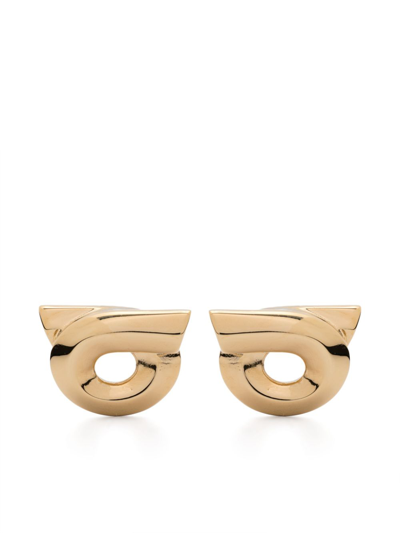 Ferragamo Gancini 18 Stud Earrings In Gold