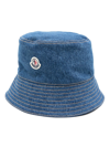 MONCLER BLUE DENIM LOGO APPLIQUÉ BUCKET HAT