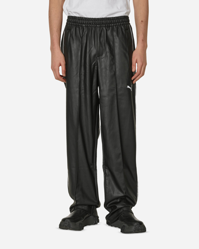 Puma Oversized Pleather Track Trousers In Black