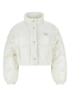 Prada Re-nylon Convertible Cropped Down Jacket In White