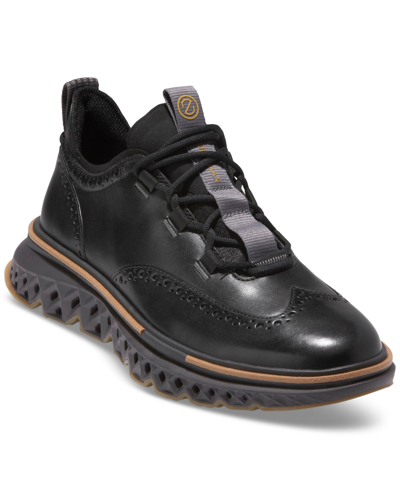 Cole Haan Leather 5.zerøgrand Wingtip Oxford Sneakers In Black,pavement,stormcloud