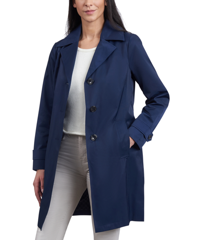 Michael Kors Michael  Women's Plus Size Single-breasted Reefer Trench Coat, Created For Macy's In Midnight