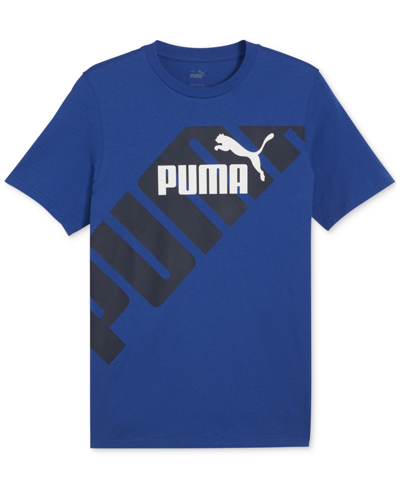 Puma Men's Power Logo Graphic Crewneck T-shirt In Cobalt Glaze