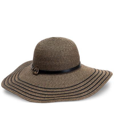 Inc International Concepts Women's Striped Floppy Hat, Created For Macy's In Natural Black