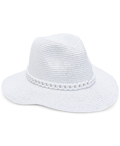 Inc International Concepts Women's Chunky Chain Panama Hat, Created For Macy's In White Metallic