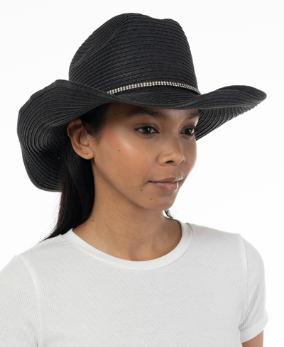 Inc International Concepts Women's Rhinestone Band Cowgirl Hat, Created For Macy's In Black
