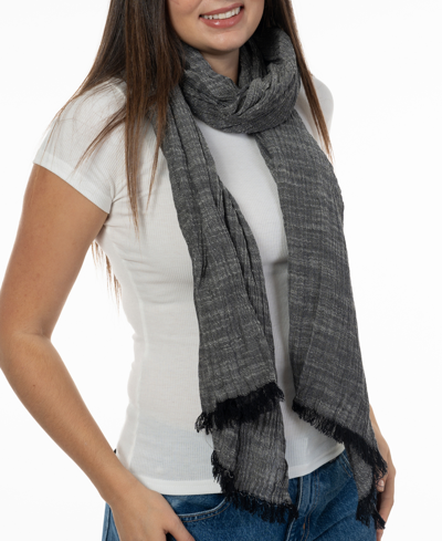 Style & Co Women's Textured Linen-look Scarf, Created For Macy's In Black