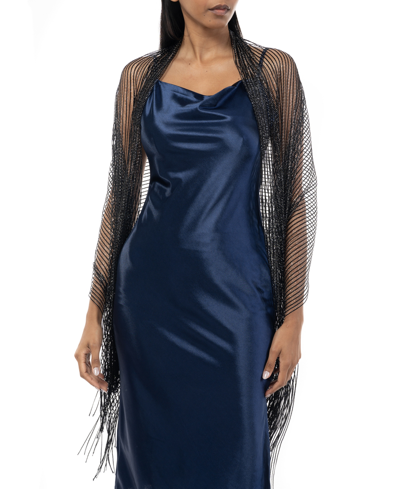 Inc International Concepts Women's Metallic Net Wrap, Created For Macy's In Black Silver