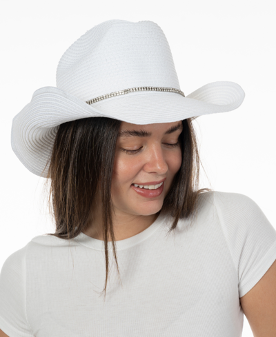 Inc International Concepts Women's Rhinestone Band Cowgirl Hat, Created For Macy's In White