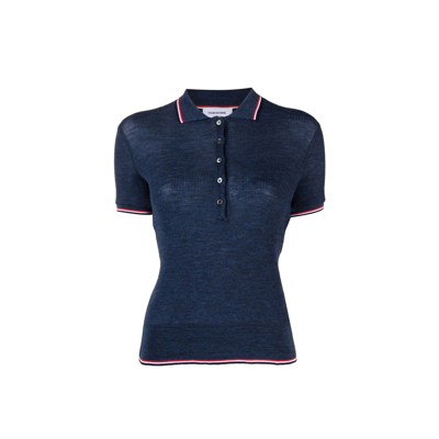 Thom Browne Polo T-shirt In Blue