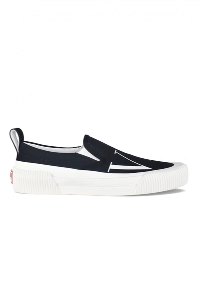 Valentino Garavani Vltn Slip-on Cotton Sneakers In Black,white