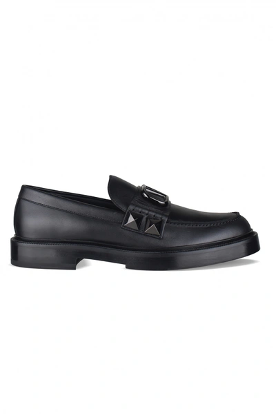 Valentino Garavani Stud Sign Loafers In Black