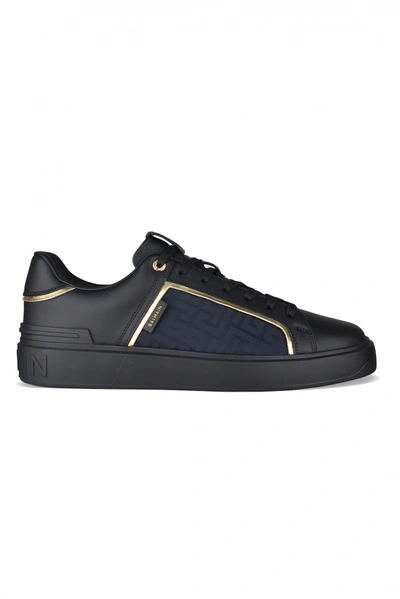 Balmain B-court Leather Sneakers In Black