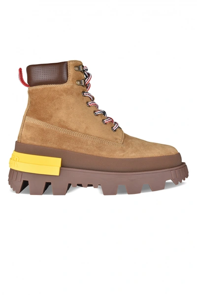 Moncler Mon Corp Suede Hiking Boots In Brown