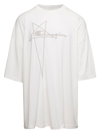 Rick Owens Tommy T White Oversize T-shirt With Pentagram Embroidery At The Front In Cotton Man In White