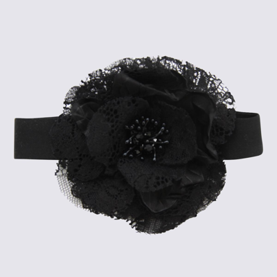 Dolce & Gabbana Black Silk Flower Choker