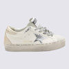 GOLDEN GOOSE GOLDEN GOOSE WHITE AND SILVER LEATHER HI STAR GLITTER SNEAKERS