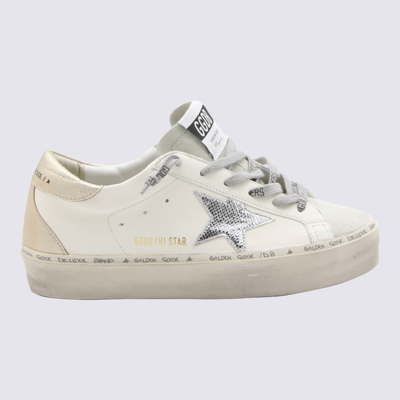 Golden Goose White And Silver Leather Hi Star Glitter Sneakers In White/ice/silver/platinum