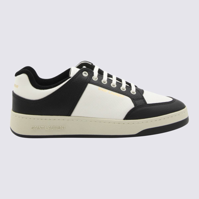 Saint Laurent Black And White Leather Trainers In Coffee White/nero/co