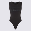 Versace Jeans Couture Crystal-logo Sleeveless Bodysuit In Black